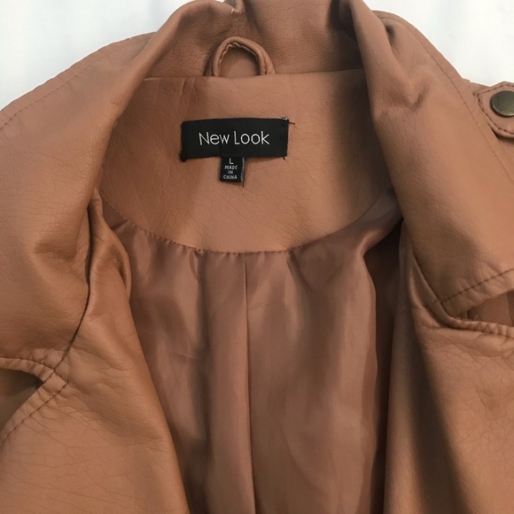 Brown Leather-Look Biker Jacket - Picture 6 of 8